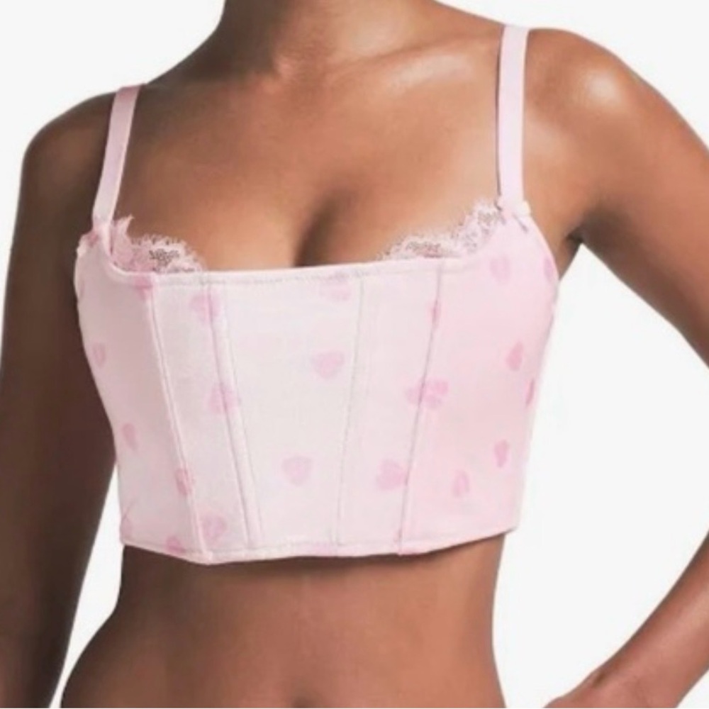 SKIMS Pink Heart Corset Bra